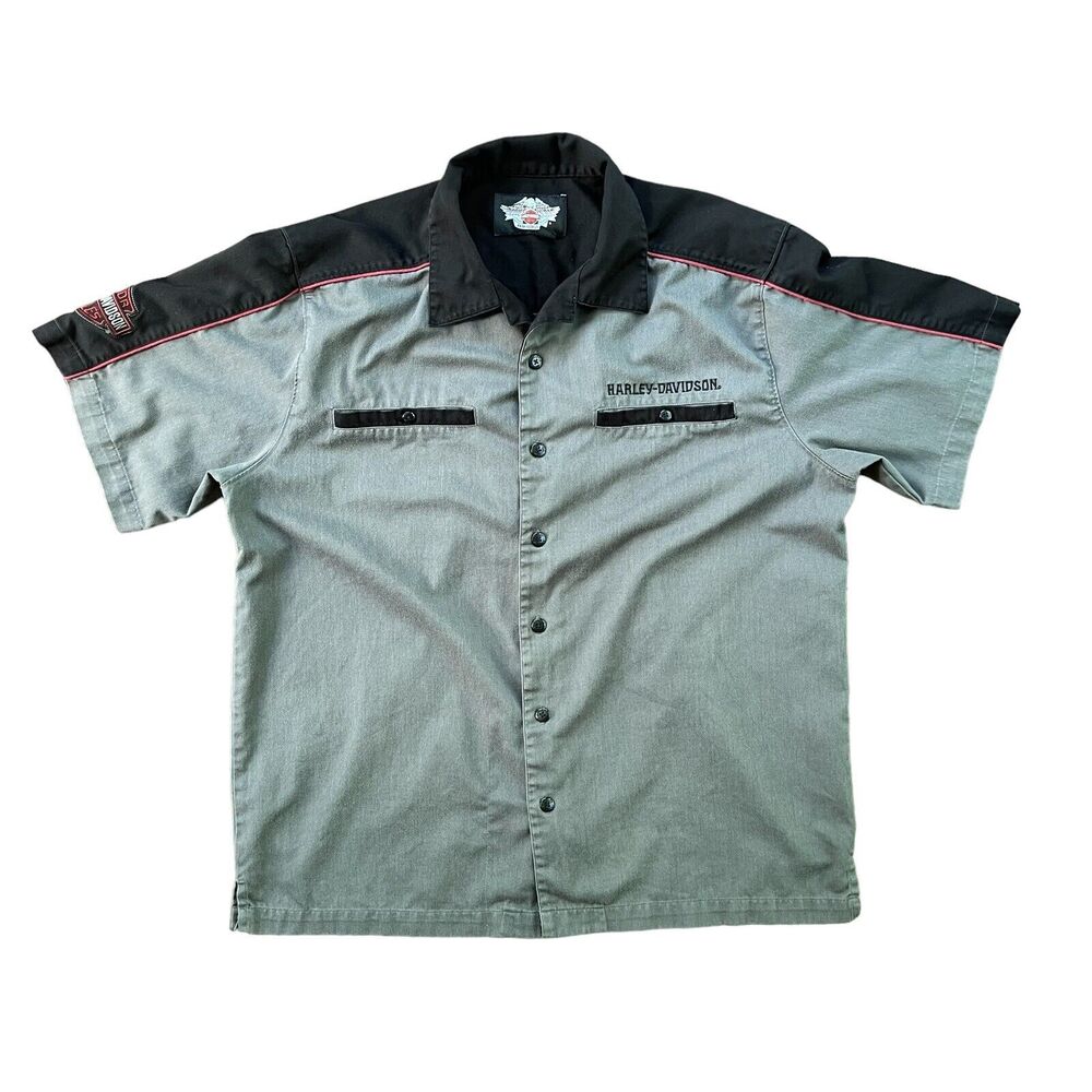 Harley Davidson Mechanic Spell Out Shirt Button Up 2008 Men’s Large